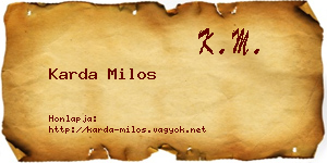 Karda Milos névjegykártya